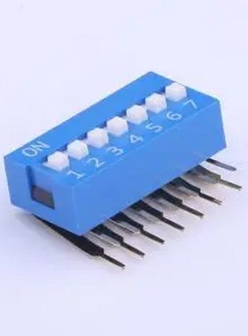 DA-07BLP 间距2.54mm 平拨,凸起式 7位拨码开关 插件,P=2.54mm 拨