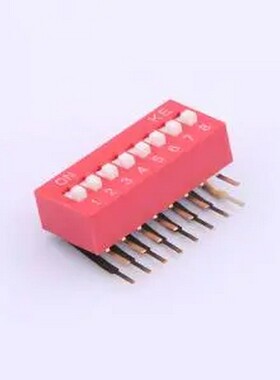 DSDA08LHGETR 2.54mm 宽体红色8位弯脚90°拨码开关 插件,P=2.54m