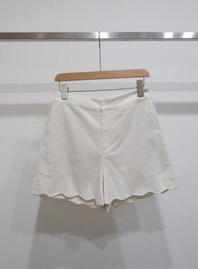 2026年夏季新款高腰白色阔腿短裤女休闲百搭木耳边休闲裤