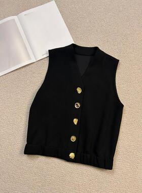 新款马甲休闲裤设计感无袖背心长裤时尚百搭长款外套气质套装