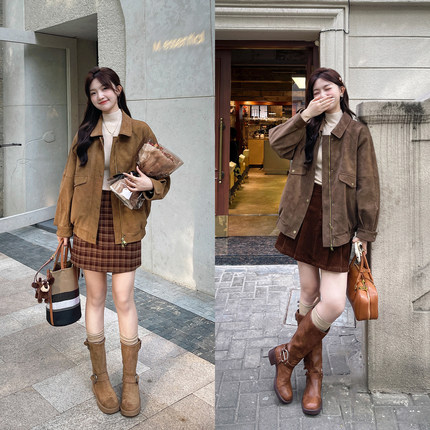 TAKIYAS SHOP 复古仿麂皮加厚外套