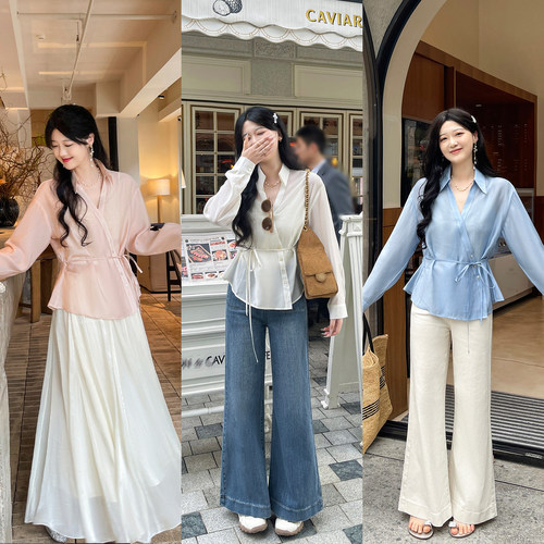 TAKIYAS SHOP通勤系带衬衫/牛仔裤/半裙