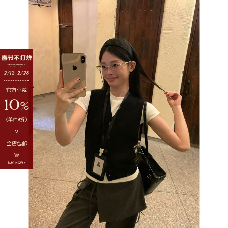 宋正恩韩系黑色简约毛衣