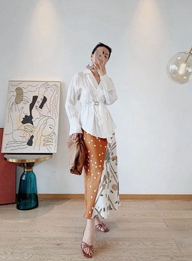 波点海星印花INS超火半身裙复古显瘦a字半裙中长裙女秋季S27Z31