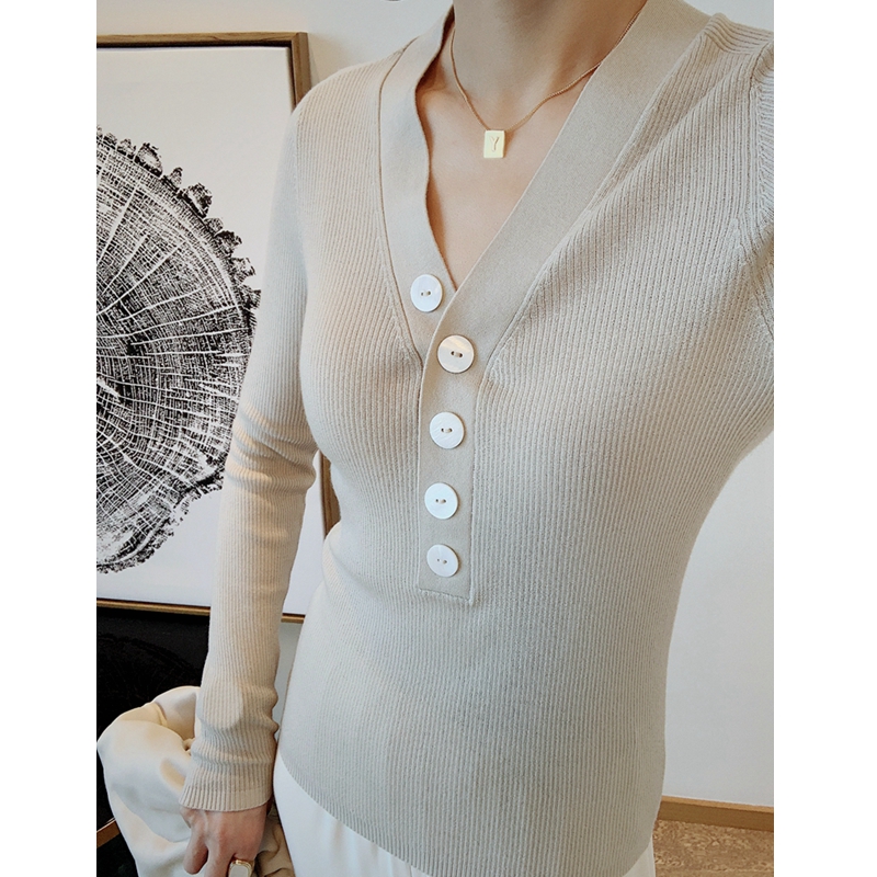 美丽诺羊毛打底修身针织衫