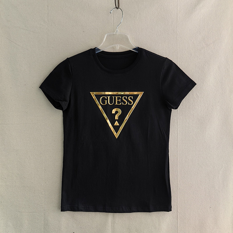 Inverted Triangle letter g Series Short-Sleeved Shirts for Men and Women Casual T-Shirt Sequin Embossed Fashion Trendy Summer Couple Easiest for match