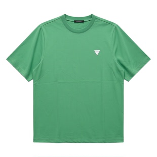 情侣圆领T恤夏季 男女通版 街头百搭 衫 小标倒三角绿色宽松休闲短袖