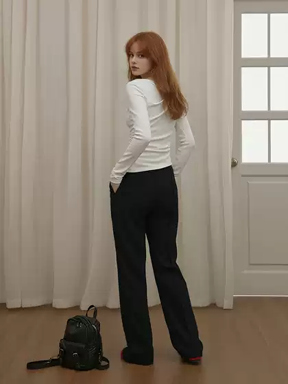 Slim fit healthy fabric flat mouth casual pants letter G series women's pants black casual sports pants spring and autumn drawstring pants