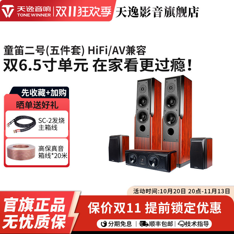 Winner/天逸 童笛二号TD-2家庭影院HIFI落地音箱专业木质无源音响