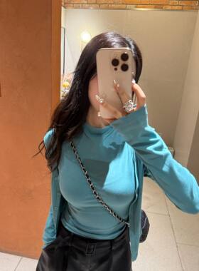 婷子定制~150小个子秋款韩系纯欲半高领背心+修身长袖开衫E870