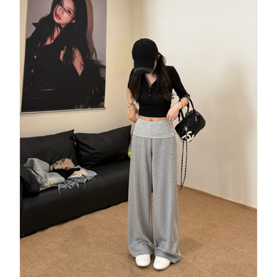 【婷子定制】150小个子改版夏款韩系垂感软糯显瘦翻腰休闲裤E112
