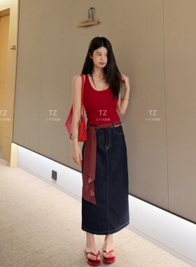 【婷子定制】~150小个子夏款带胸垫基础百搭挂脖吊带背心E288