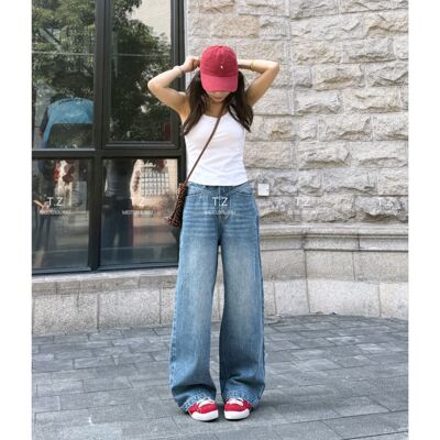 【婷子定制】~150小个子改版春款美式显瘦百搭直筒休闲牛仔裤2659