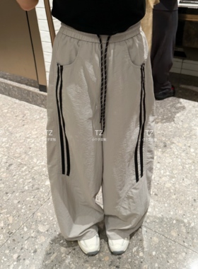 【婷子定制】150小个子改版夏款双杠条纹速干薄款休闲工装裤E387