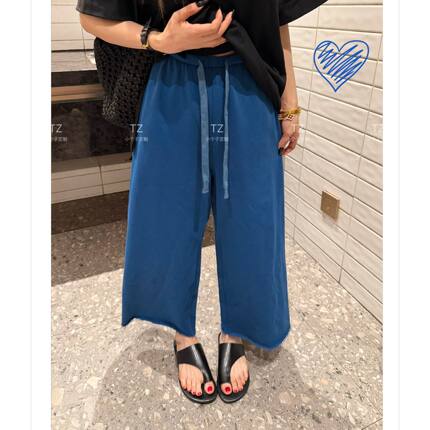 【婷子定制】150小个子改版夏款多巴胺彩色毛边八分休闲裤E255