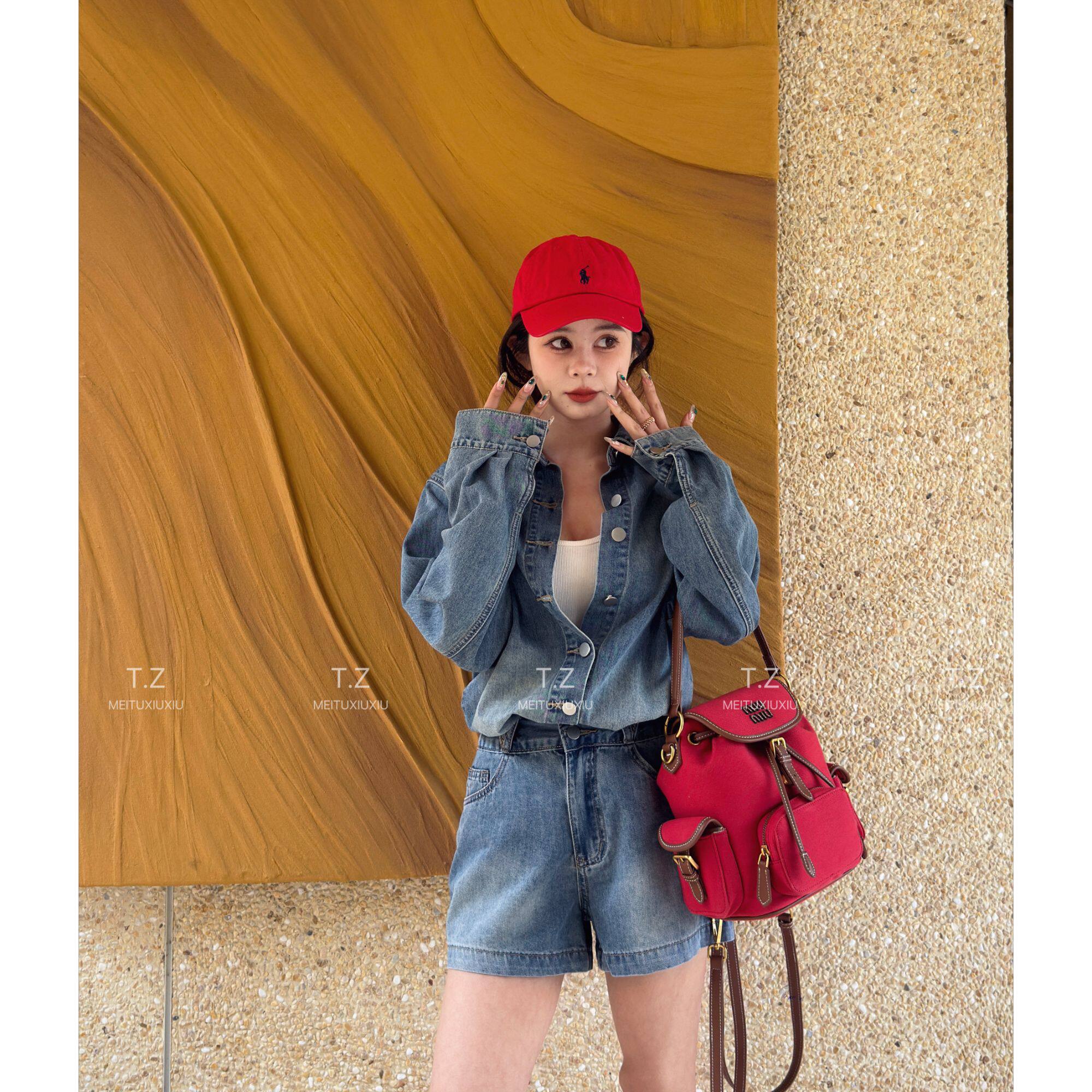 【婷子定制】~150小个子改版复古港风韩版百搭牛仔短裤2671