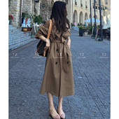 气质廓形双排扣长款 春款 150小个子改版 风衣外套C788 婷子定制