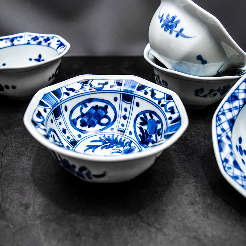 美浓烧陶瓷青花米饭碗甜品碗