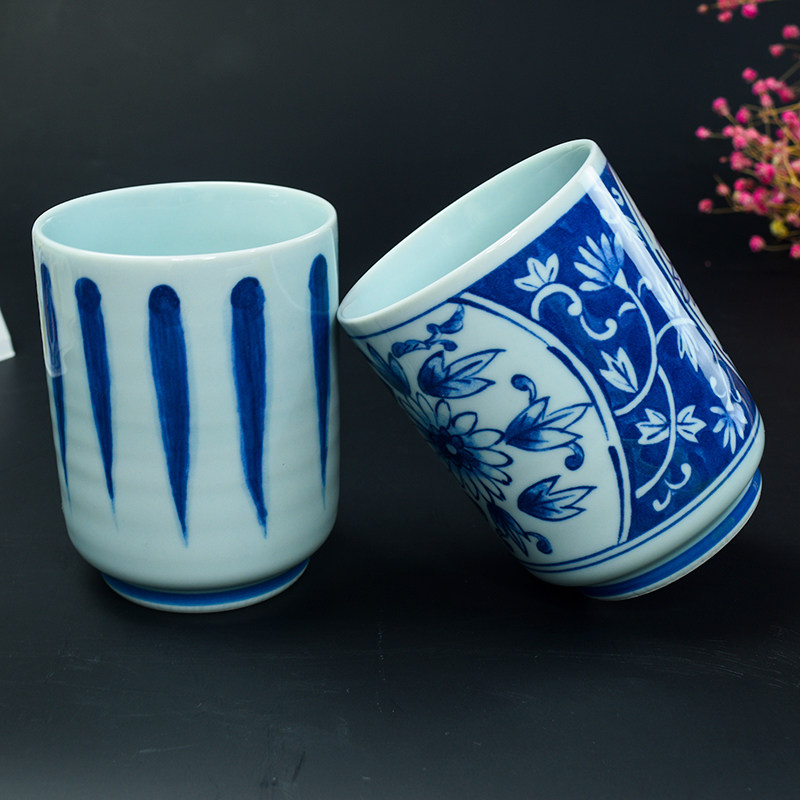 日本进口青花釉下彩高身茶杯