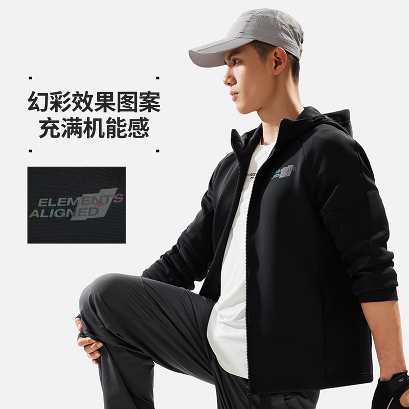 李宁卫衣秋男跑训系列时尚透气简约百搭开衫连帽卫衣AWDU181
