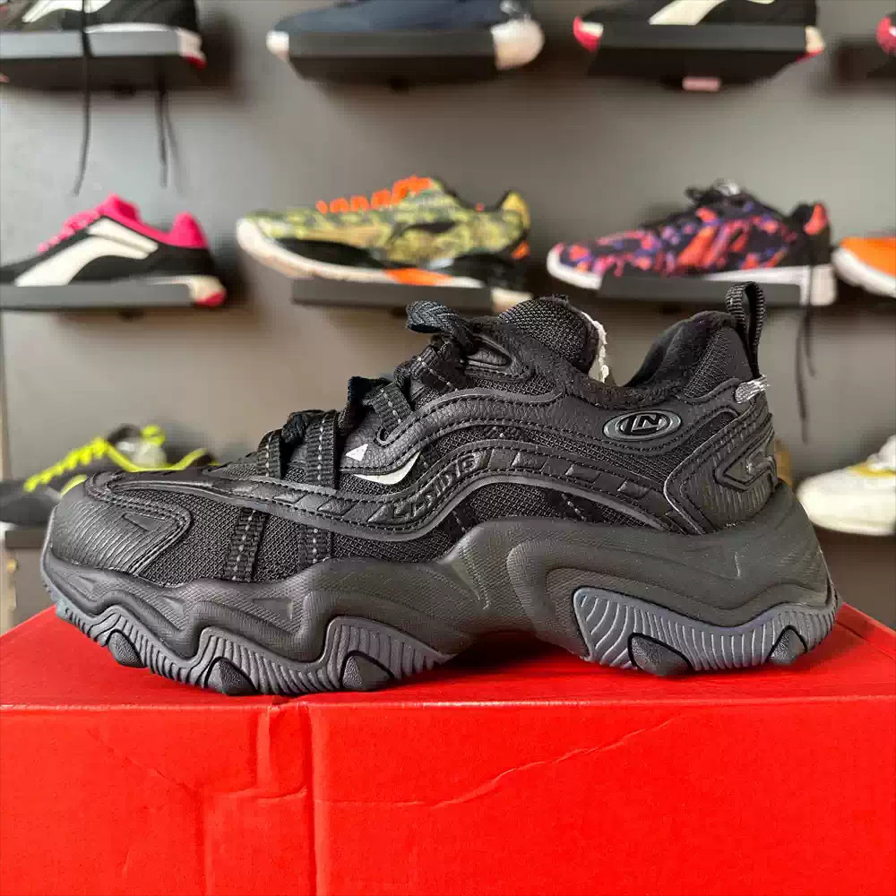 李宁加绒休闲鞋猫爪LITE2女士冬季百搭经典复古运动老爹鞋AGCT358