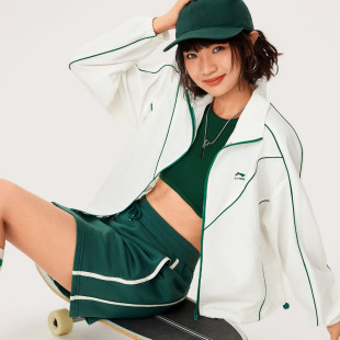 李宁运动潮流系列女子运动风衣宽松型防晒运动外套AFDU540