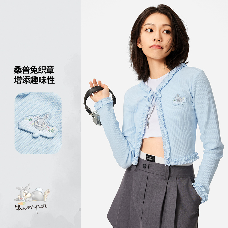 李宁 迪士尼普桑兔联名款女子运动休闲潮流针织开衫上衣 AWDU836