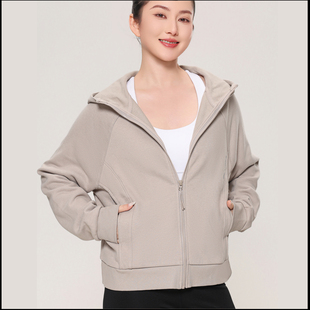 李宁2025冬季新款健身系列女子加绒保暖宽松开衫连帽卫衣AWDU562