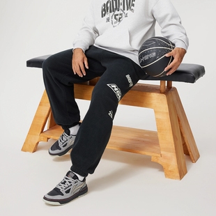 AKYU429 反伍保暖宽松束脚针织运动裤 李宁加绒运动裤 男2025款