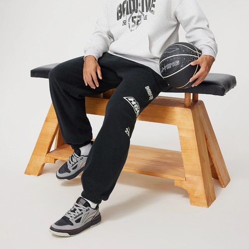 李宁加绒运动裤男2025款反伍保暖宽松束脚针织运动裤AKYU429