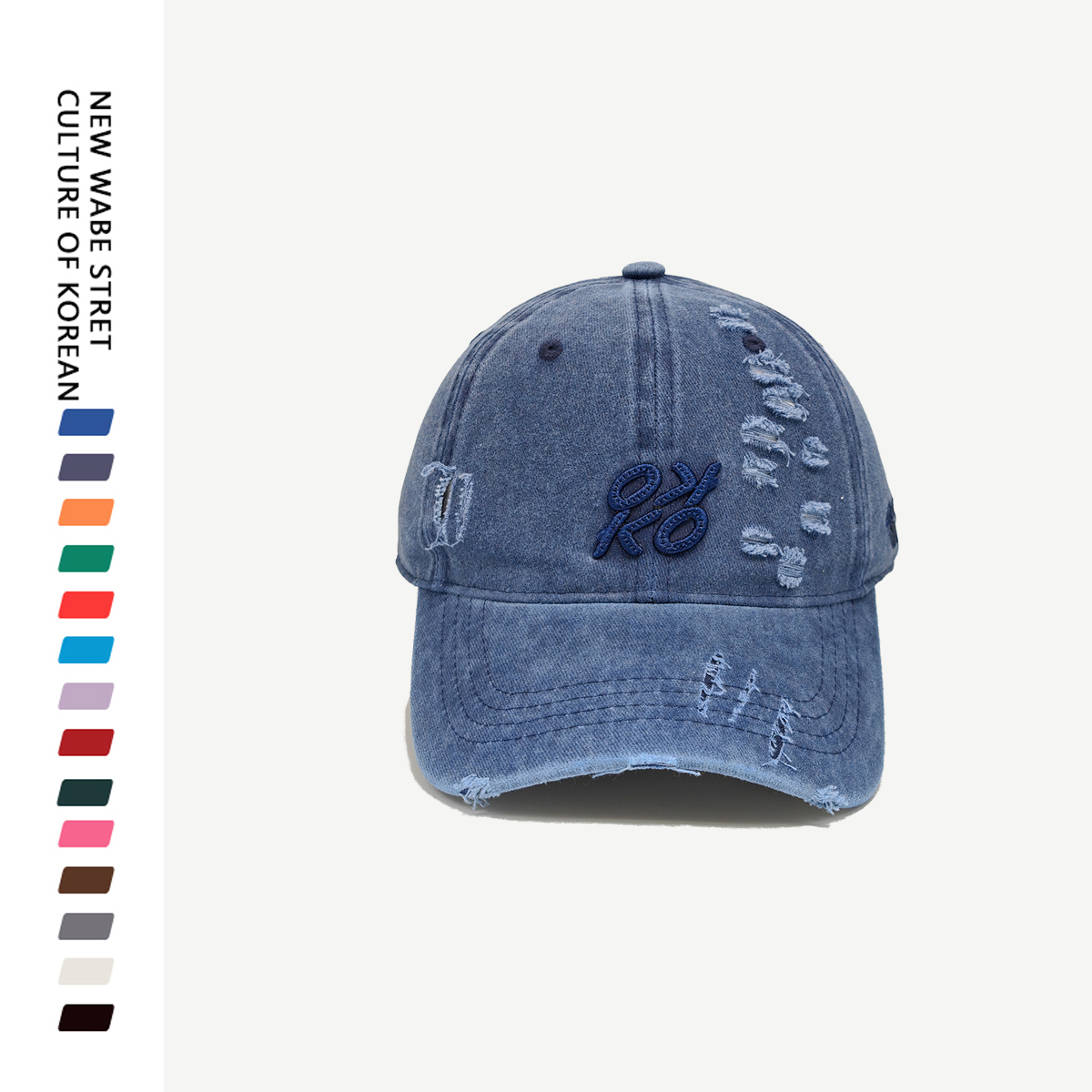 美式复古破洞牛仔棒球帽