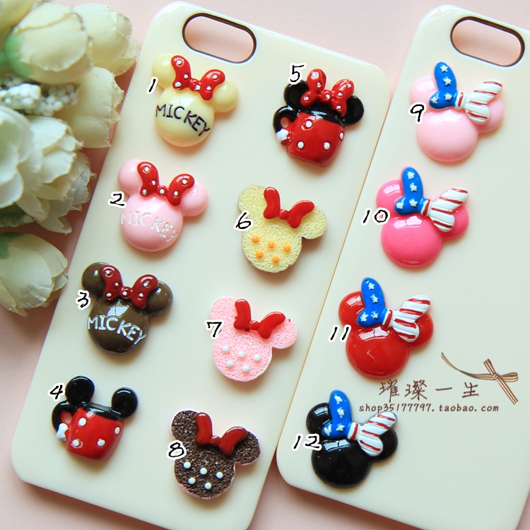 N60树脂平底米奇米妮发绳发饰配件奶油手机壳手机美容贴钻diy材料|ruв категории Украшения,ювелирные изделия, Diy аксессуары, Другие diy украшения, аксессуары - от Buy2taobao.com для оказания профессиональной услуги покупки агента Taobao