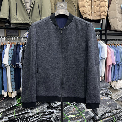 棒球领羊毛夹克衫商务休闲通勤干练基础款厚款春秋上班男士短外套