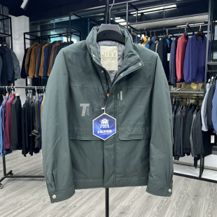 立领羽绒服轻薄秋冬时尚休闲印花青年直筒保暖鸭绒衫羽绒服男外套