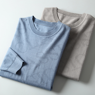 男 春秋简约线衫 二等品小瑕疵品不影响穿着圆领薄款 提花毛衣针织衫