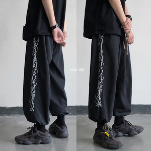 2022新款藤条印花休闲裤男宽松老爹裤D329-QM919-P45控58图片