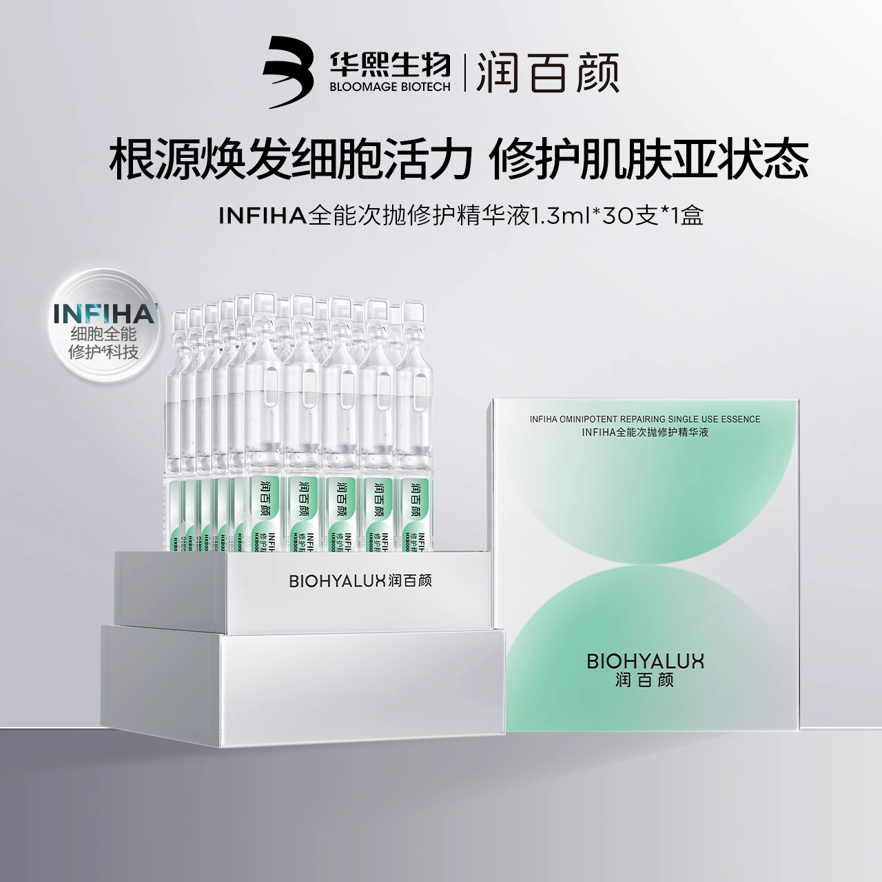 【直播专属】润百颜全能次抛精华液INFIHA细胞修护ECM补水紧致