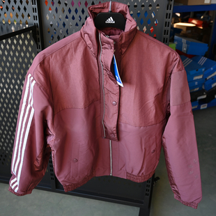 Adidas/阿迪达斯三叶草女子立领休闲保暖拼接运动棉服外套 HE6588