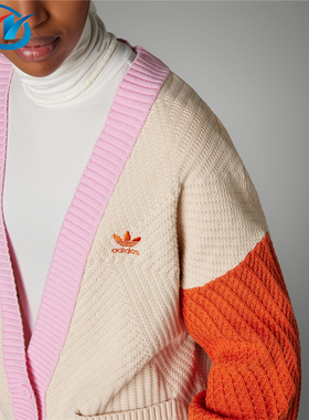 Adidas/阿迪达斯 三叶草 女子复古拼接宽松长袖运动针织衫 IK7495