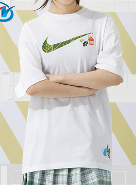 Nike/耐克 Swoosh 女子纯棉圆领宽松透气运动短袖T恤 FN3711-100