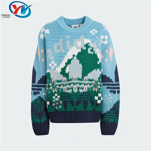 Adidas/阿迪达斯 三叶草 男女儿童圣诞圆领针织毛衣套头衫 IT1745