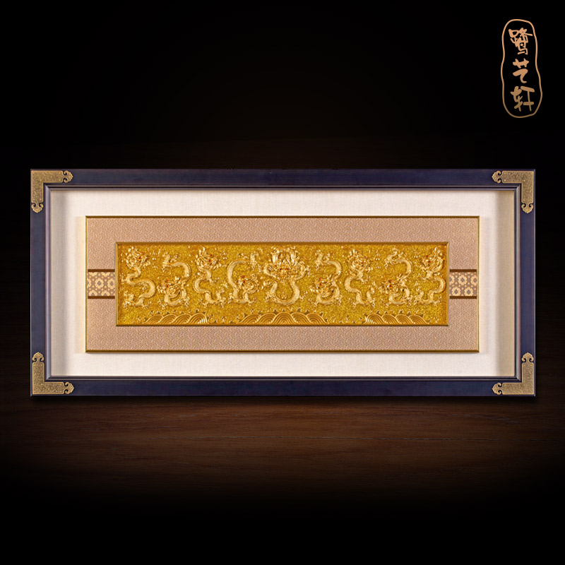 漆线雕背景墙乔迁开业礼物金箔画