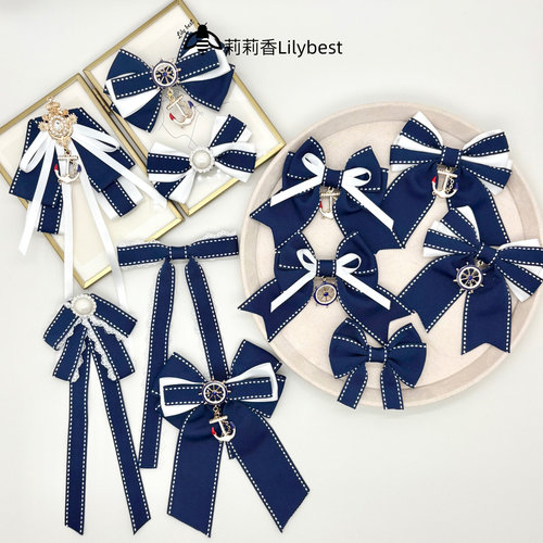 海军风蝴蝶结胸针lolita配饰
