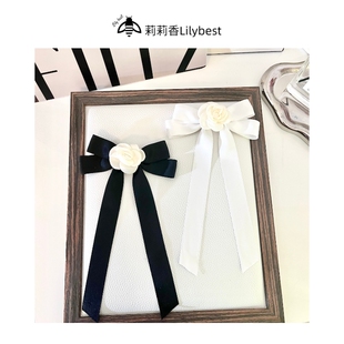 小山茶花长款蝴蝶结胸针胸花别针衣服装饰领口配饰米白色衬衫甜美