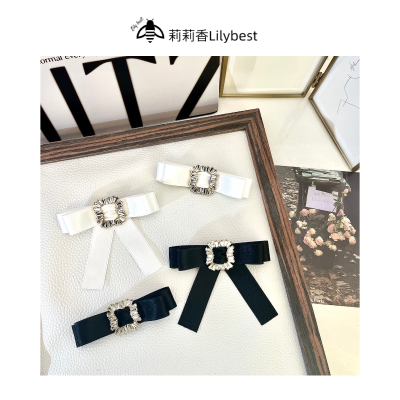 韩版方扣钻蝴蝶结胸针