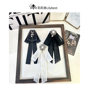 女士胸针水钻领结纯色蝴蝶结衬衫 韩版 衣裙配饰lolita穿搭复古学生