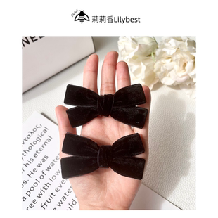 饰日韩可拆卸甜美小号 mini丝绒蝴蝶结别针服饰配饰胸针黑色百搭装