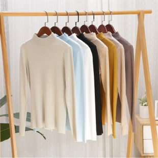 za家半高领打底上衣女秋冬内搭保暖羊毛衫 毛衣八色羊绒打底 冬季