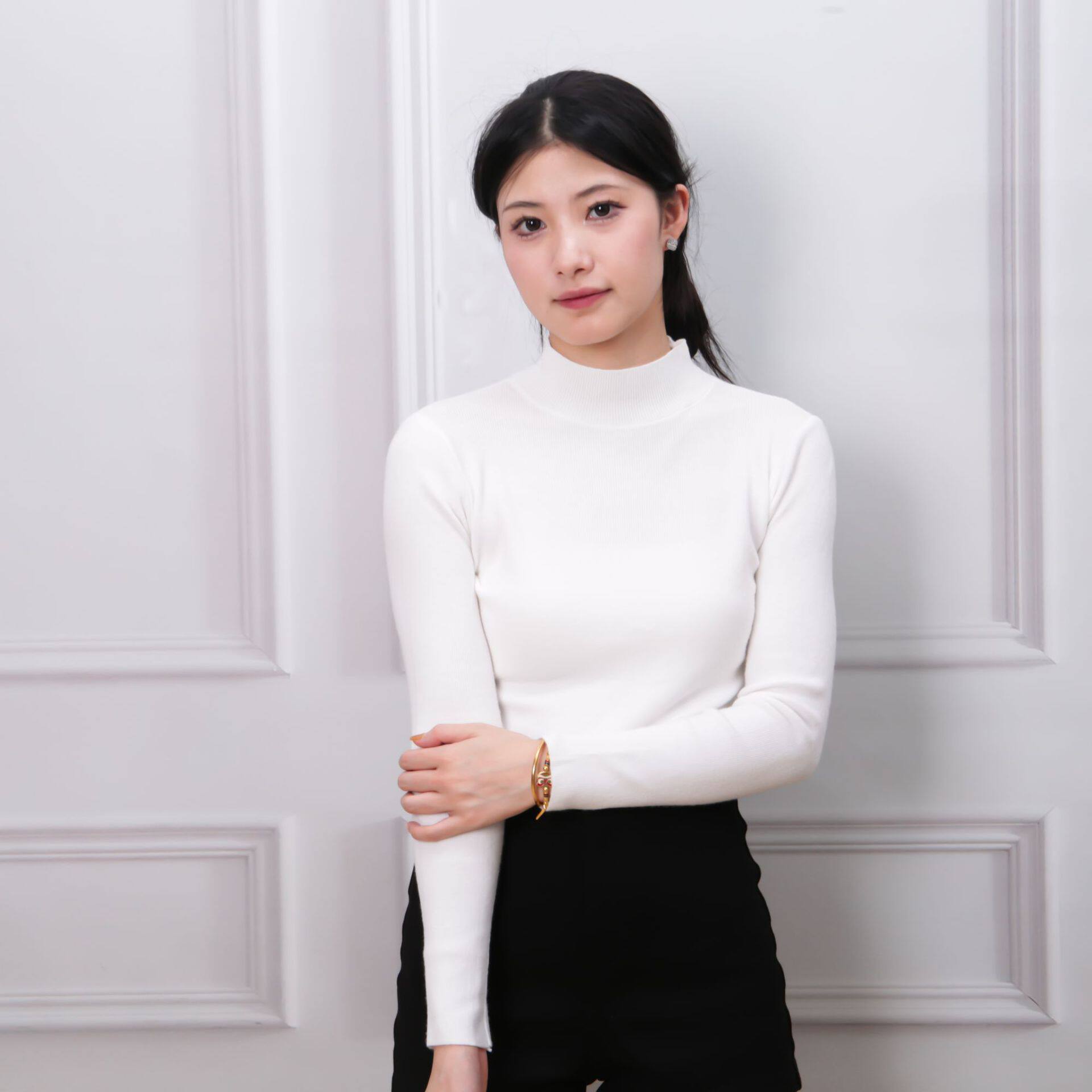 za家八色羊绒打底衫女秋冬5新修身显瘦长袖毛衣薄半高领打底上衣