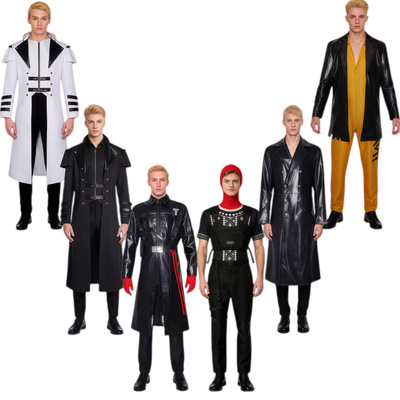 典狱长黑色皮衣cos服三角洲cosplay舞台表演外贸二次元动漫